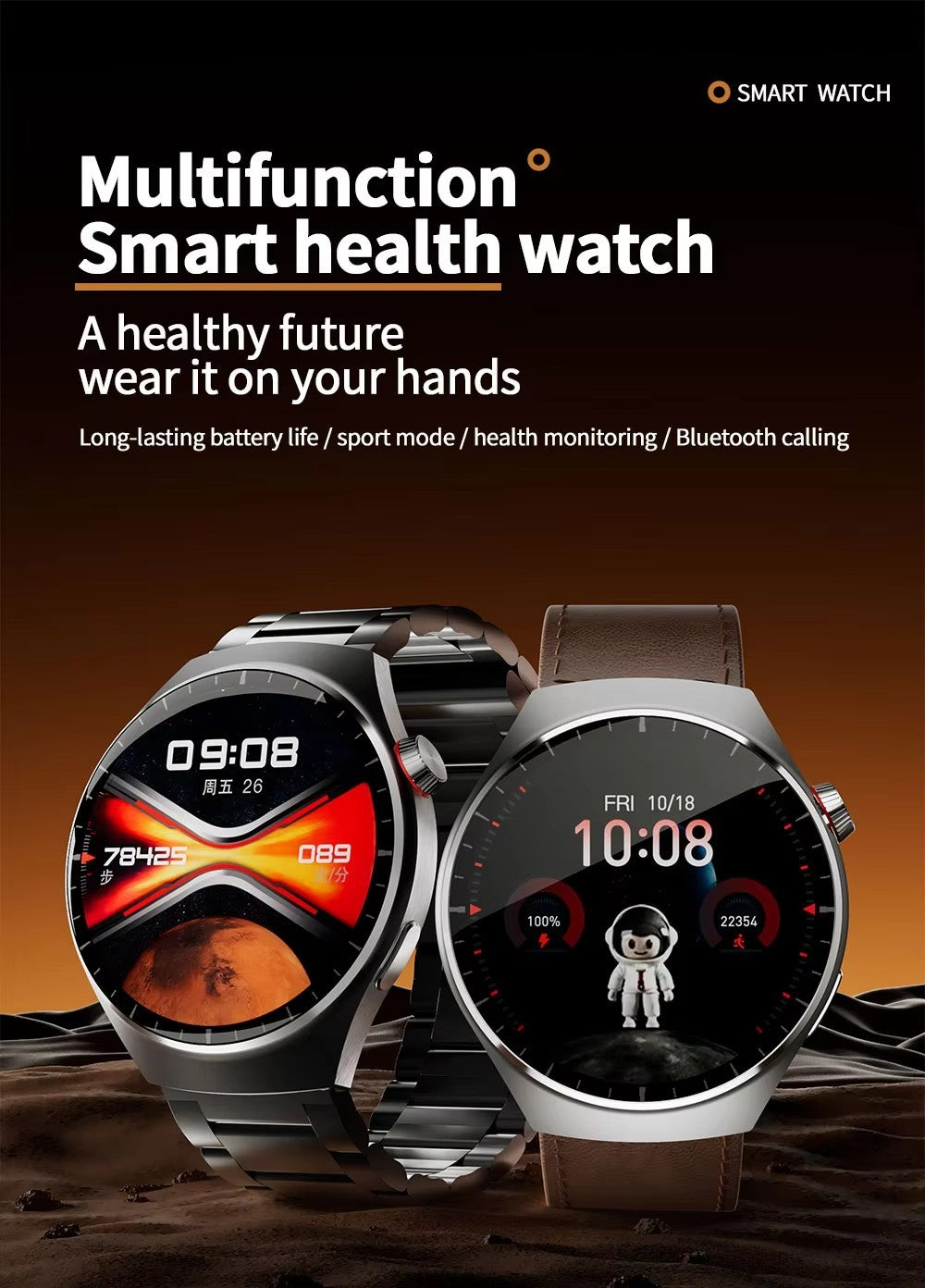 Montre Connectée Kalobee Watch 4 PRO (Modèle SK38) – Écran Super AMOLED Incurvé, Appels Bluetooth, NFC & 3 Bracelets Inclus