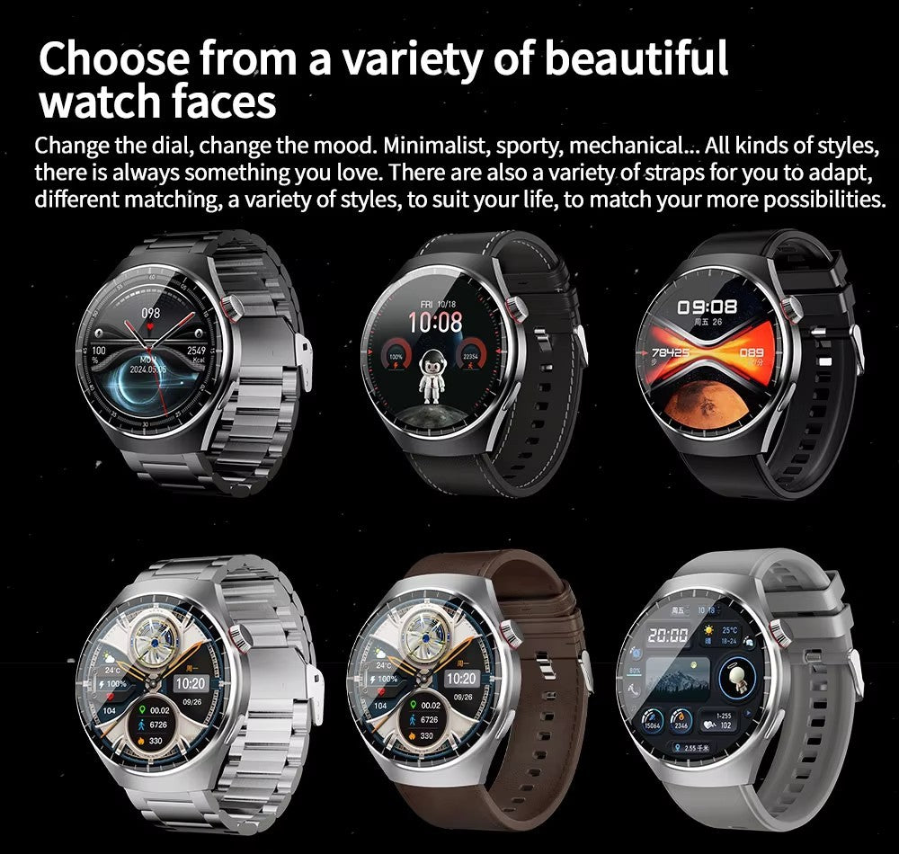 Montre Connectée Kalobee Watch 4 PRO (Modèle SK38) – Écran Super AMOLED Incurvé, Appels Bluetooth, NFC & 3 Bracelets Inclus