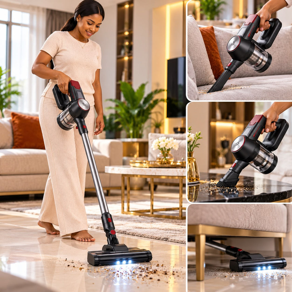 Aspirateur Balai Sans Fil 3-en-1 Puissant Winning Star ST-5043 (12 000 Pa) – Éclairage LED