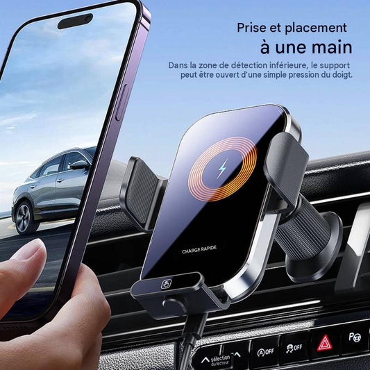 Support Téléphone Voiture avec Chargeur Sans Fil 66W | Fixation Grille d'Aération Auto